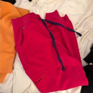 FIGS Ultra Rose Zamora High-Waisted PETITE Jogger Scrub Pants